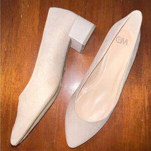 Elegant Cream Block Heel Pumps